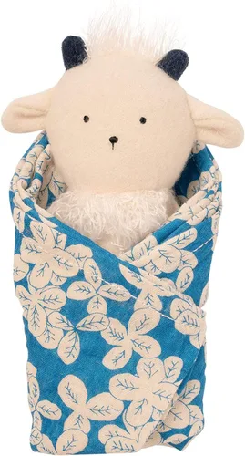 Manhattan Toy Muñequera de peluche bordada de cabra para bebé + paño de algodón suave para babero, 16 x 16 pulgadas