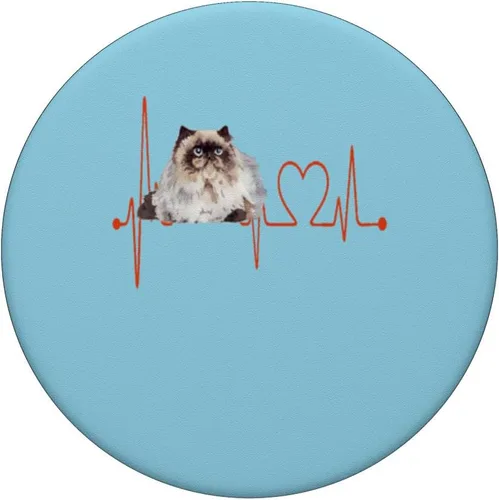 Miniatura 3 de Himalayan Cat Heartbeat EKG Funny I Love My Cat PopSockets intercambiables PopGrip