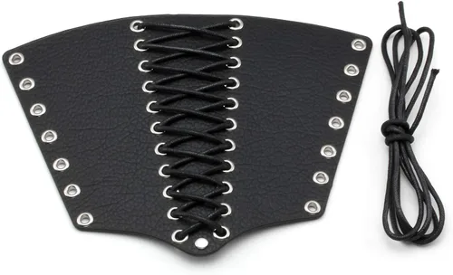 Miniatura 4 de MILAKOO 2 unids hombre negro cuero ancho guantelete pulsera de sujeción brazo armadura brazalete ajustable