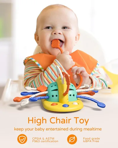 Miniatura 3 de VoMii - Juguetes de silla alta con ventosa, juguetes sensoriales Montessori para habilidades motoras finas de 1 año, regalo de silicona de grado