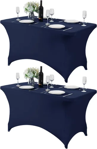 Miniatura 26 de Mantel de elastano para mesas de 4, 6 u 8 pies, mantel elástico universal ajustable para fiestas, banquetes, bodas y eventos - Verde manzana