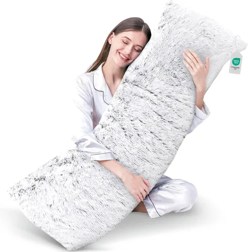 Cheer Collection Almohada larga para el cuerpo, almohada larga suave y mullida para sofá y cama, almohada de felpa para dormir de lado, almohada
