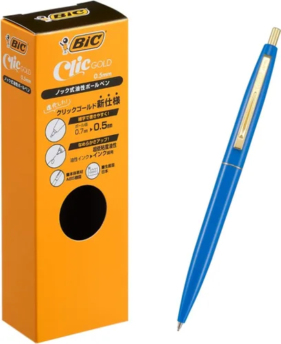 Miniatura 14 de Big CFCGRBL05BLKJ - Bolígrafo Click Gold, 0.5, a base de aceite, negro, liso, eje azul real, 12 piezas azul (royal)