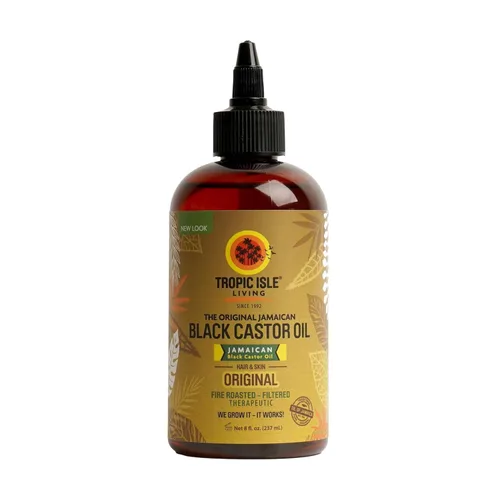 Tropic Isle Living Aceite de ricino negro jamaicano | Rico en vitamina E, ácidos grasos omega y minerales | Para aceite de crecimiento del cabello,
