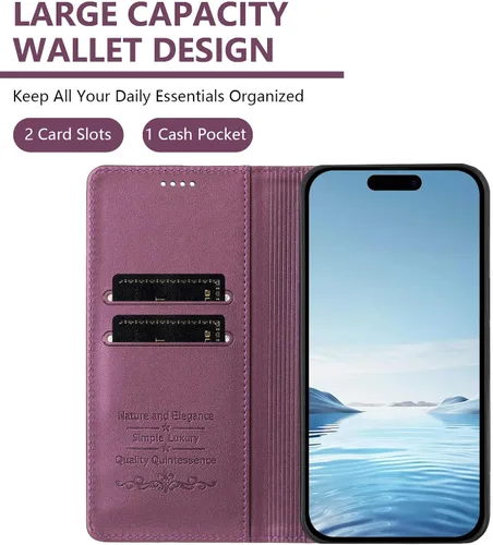 Miniatura 5 de Butterfly Embossed Leather Wallet Flip Case for Motorola Moto E22 4G, Magnetic Closure, RFID Blocking Cover, Card Holder Purple.