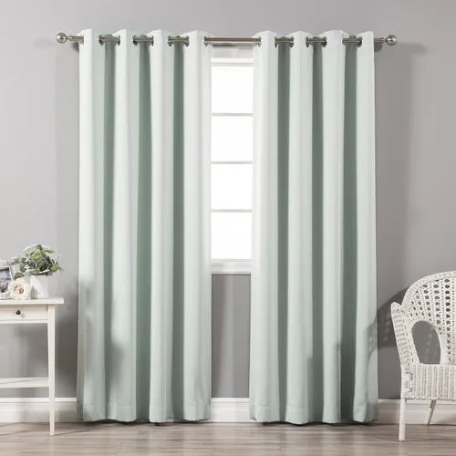 Miniatura 10 de Best Home Fashion Cortinas opacas con aislamiento térmico, ojales de acero inoxidable y níquel, color rosa bebé, 52 pulgadas de ancho x 63 pulgadas