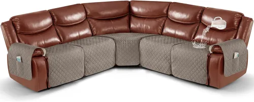Miniatura 10 de Ruaozz Fundas de Sofá Seccional Reclinable Extra Grandes Impermeables Funda de Sofá para Sofá Reclinable en Forma de L de 5 Asientos Fundas de Sofá