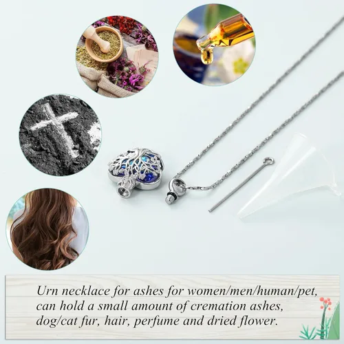 Miniatura 4 de Imrsanl Collar de urna de árbol de la vida con forma de corazón, joyería de cremación para hombres y mujeres, recuerdo, joyería conmemorativa