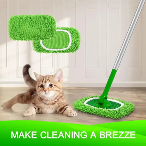 Miniatura 7 de Almohadillas de microfibra reutilizables para trapeador Compatibles con Swiffer Sweeper - Paquete de 4 paños de barrido en seco y paños de trapeo