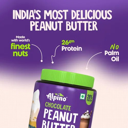Miniatura 3 de ALPINO Mantequilla de maní de chocolate suave 19% de proteína Hecho con cacahuetes tostados, pasta de chocolate, azúcar morena y sal marina