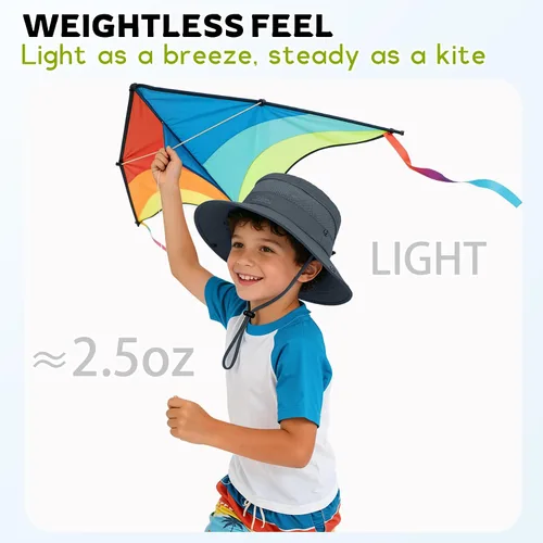 Miniatura 5 de Sombrero de sol para niños con protección solar UPF 50+, sombrero de pescador para niños y niñas, ala ancha, verano, playa, pesca, safari, sombrero