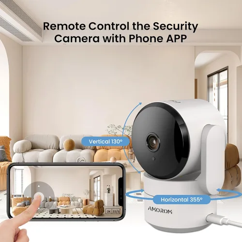 Miniatura 6 de Paquete de 4 cámaras de seguridad para interiores, cámara de vigilancia para el hogar con inclinación panorámica de 360°, detección de movimiento