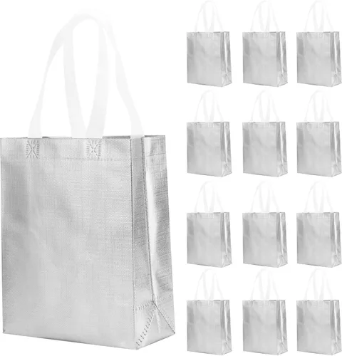 Miniatura 9 de 12 unidades de bolsas de regalo reutilizables no tejidas con asas para recuerdos de fiesta de 8 pulgadas de ancho x 4 pulgadas de largo x 10 Mix