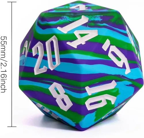 Miniatura 2 de Silicona D20 de 2.165 in, dados individuales de 20 caras gigantes D20 D20, colores camuflaje, tacto suave y cómodo, gorila perfecta