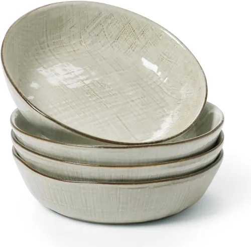Miniatura 11 de famiware Tempus - Juego de 4 cuencos para pasta de 8.6'', cuencos de 40 oz para cocina, cuencos hondos de gres para servir, aptos para lavavajillas