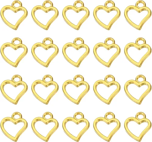 Miniatura 7 de PATIKIL 100 piezas de dije de corazón mini círculo de corazón colgante de metal a granel para hacer joyas, pulseras, aretes, collar