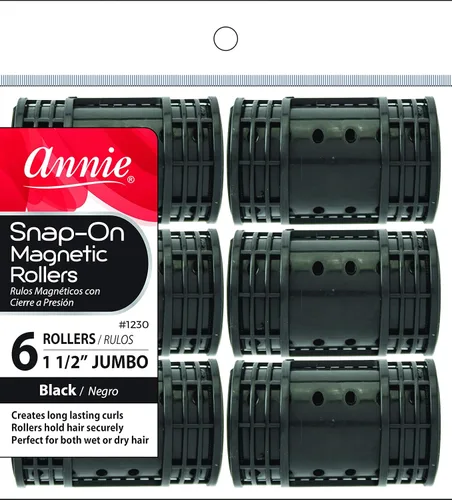 Annie Rodillos magnéticos para el cabello a presión, Jumbo de 1 1/2 pulgadas con capucha de bloqueo, sujeción segura, no necesita alfileres, color