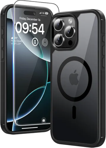 Miniatura 110 de TAURI Funda magnética 2 en 1 transparente para iPhone 14 Pro, compatible con Magsafe [no amarillenta] con protector de pantalla, protección de grado