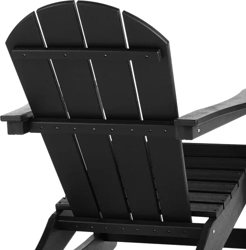 Miniatura 8 de HDPE Laguna Silla mecedora Adirondack de polietileno para exteriores (juego de 2), color negro
