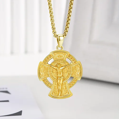 Miniatura 704 de Collar con colgante de plata de ley 925 con medalla de San Patrón, joyería religiosa para hombres y mujeres, con cadena de acero inoxidable 316L