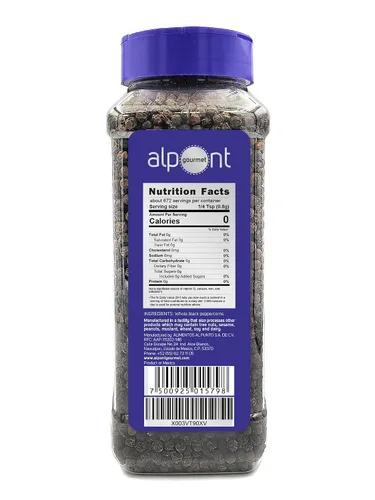 Miniatura 2 de ALPONT GOURMET Whole Black Peppercorns - Whole Peppercorns for Grinder Refill - Ideal for BBQ, Curries, Spice Blend, Meat & Seafood - 2.01oz