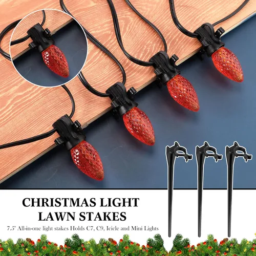 Miniatura 4 de Estacas de luz de Navidad universales para patio, césped, vacaciones, tira de luces C7 C9, estacas de suelo de 7.5 pulgadas para luces de Navidad al