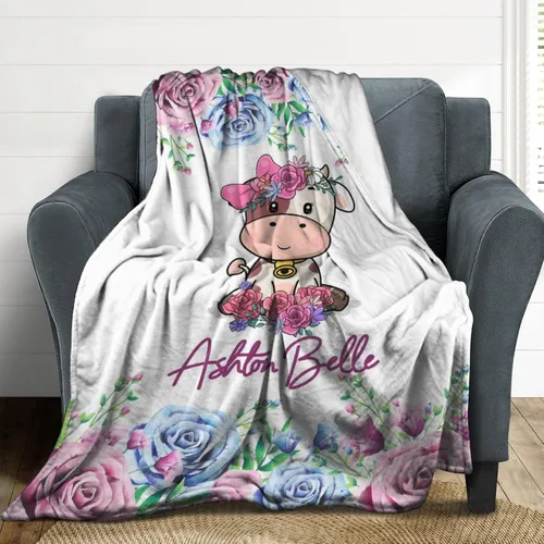 Miniatura 49 de Artsadd Manta de bebé personalizada para niños y niñas con nombre, manta personalizada con nombre de bebé con patrón de unicornio, manta