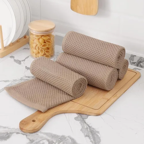 Miniatura 258 de Kitinjoy - Paños de cocina de 100 % algodón, tela de tejido gofrado, paño de limpieza ultrasuave, absorbente y de secado rápido. Beige