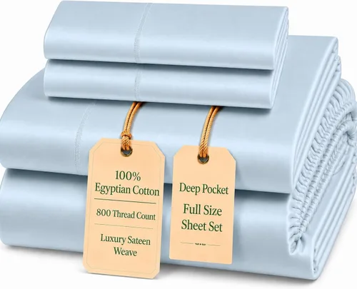 Miniatura 74 de Sábanas Twin XL 100% Algodón Para Cama Twin, Juego de Sábana Bajera Totalmente Elástica y Fundas de Almohada 800TC, Sábanas de Bolsillo Profundo 06