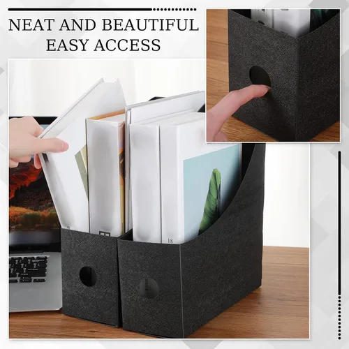 Miniatura 3 de Geyee Paquete de 12 soportes de plástico para archivadores de revistas, organizador de escritorio para revistas, cajas de archivos resistentes
