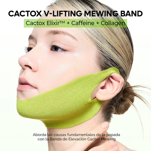 Miniatura 2 de Dr.Melaxin CACTOX V-Lifting Mewing Band – Cactox + Cafeína + Colágeno Banda de elevación de doble barbilla para flacidez de la mandíbula e hinchazón