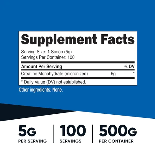 Miniatura 2 de Monohidrato de creatina Nutricost, 100 porciones, 0,18 oz por porción, monohidrato de creatina pura, Paquete de 1, 1