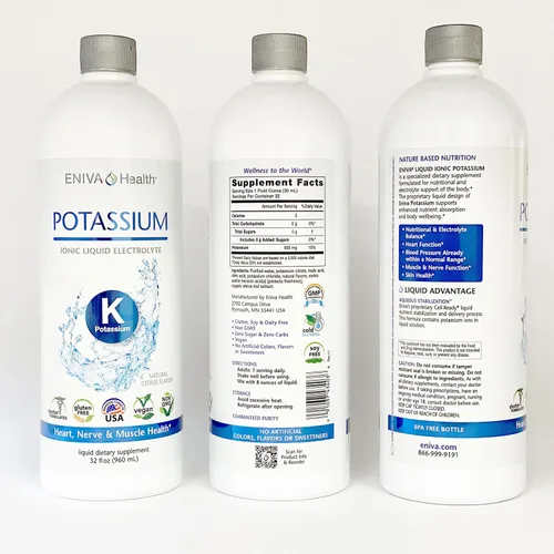 Miniatura 3 de Eniva Health - Suplemento iónico líquido de potasio para reemplazo de electrolitos y apoyo metabólico 600 mg Sin gluten, sin azúcar y apto
