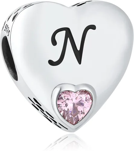 Dijes de plata de ley 925 con letras del alfabeto A Z, cuentas de letras en forma de corazón, para pulseras Pandora para esposa, hija, mamá, regalo