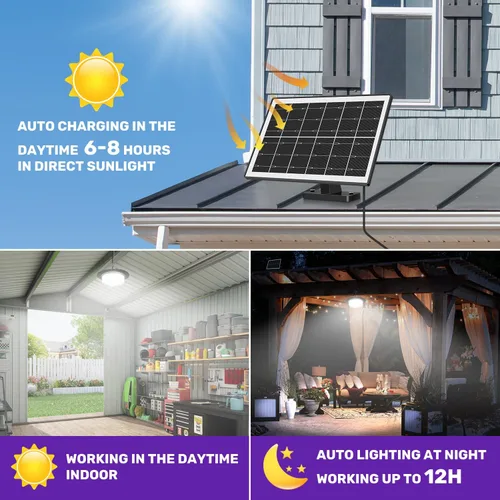 Miniatura 2 de Luz Solar de Cobertizo para Interiores y Exteriores, Lámpara Colgante de 244 LED con Iluminación de 360°, Sensor de Movimiento, Impermeable, Luces