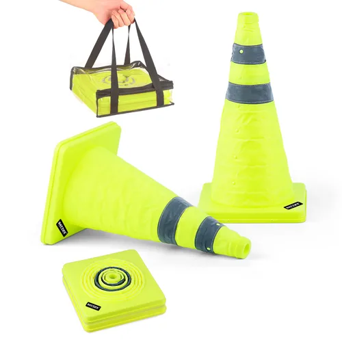 Miniatura 27 de BATTIFE [Paquete de 2] Conos de seguridad de tráfico plegables de 36 pulgadas, conos naranjas, conos emergentes multiusos con collar reflectante