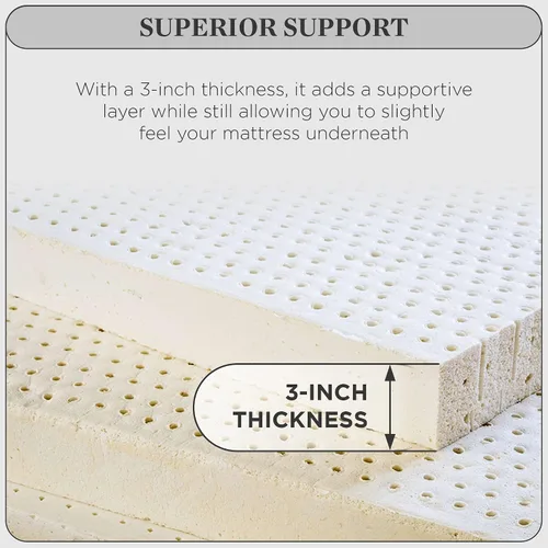 Miniatura 3 de PlushBeds Cubrecolchón mediano de 3 pulgadas Látex orgánico Fabricado en los Estados Unidos Comodidad de lujo Alivio relajante del punto