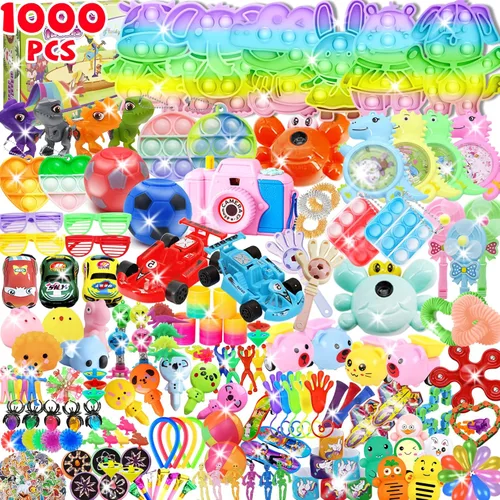 Más de 1000 piezas de recuerdos de fiesta para niños, paquete de juguetes antiestrés, rellenos de calcetines de Navidad, regalo de cumpleaños, caja