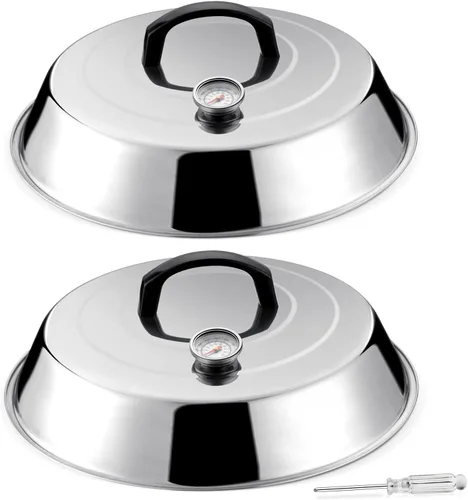 Miniatura 9 de Cúpula para Derretir Queso de 12 Pulgadas, HaSteeL Cubierta Redonda de Acero Inoxidable para Rociar y Vaporizar, Cúpula Grande Sólida para Plancha