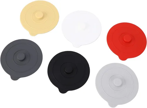 Miniatura 4 de Silicone Lids, Silicone Cup Covers Round Universal Cup Cover 6Pcs Silicone Cup Lid Wine Glass Covers 9.5cm Red Yellow Black White Dark Grey Light