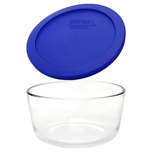 Miniatura 3 de Pyrex 7201 Cuencos de vidrio de 4 tazas y tapas azules cadete de 7201 piezas (paquete de 4) perfectos para preparación de comidas, organización