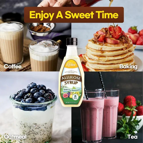 Miniatura 10 de Your Kitchen Allulose - Jarabe de alulosa cetogénico 99.7 %, edulcorante cero calorías, jarabe fino de mezcla de stevia, bajo glucémico, sin