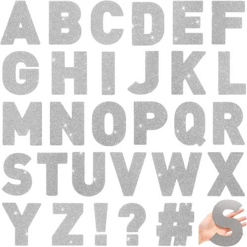 Miniatura 22 de Harloon 232 piezas de 24 hojas de letras grandes con purpurina, letras del alfabeto con letra grande, kit de letras autoadhesivas para buzón, Dorado