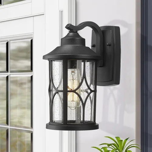 Miniatura 3 de zeyu 2 unidades de luces de aplique de pared para exteriores, luces modernas de granja para porche de casa, aluminio fundido en acabado blanco