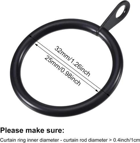 Miniatura 2 de Shappy Paquete de 40 anillos de metal para cortinero con ojales de diámetro interno de 0.98 pulgadas, se adapta a cortineros de hasta 0.7 pulgadas
