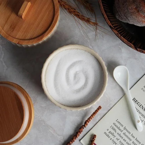Miniatura 8 de Recipiente de sal con tapa de bambú, cuencos de cerámica de gran capacidad de 14 onzas, caja de pimienta, recipiente de condimentos de esmalte Crema