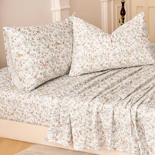 Miniatura 17 de Juego de sábanas de cama floral azul 100% algodón percal tamaño King, diseño vintage chic shabby, con patrón de peonía, ropa de cama suave y Monet