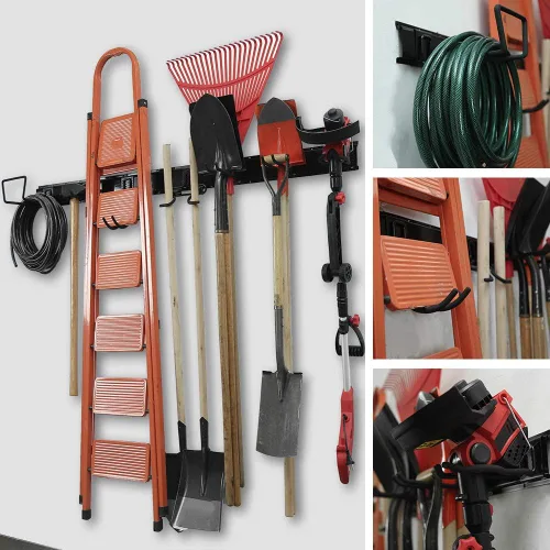 Miniatura 7 de Wallmaster Estante de almacenamiento de herramientas de 15 piezas, organizador de montaje en pared para garaje, herramientas de jardín, estantes