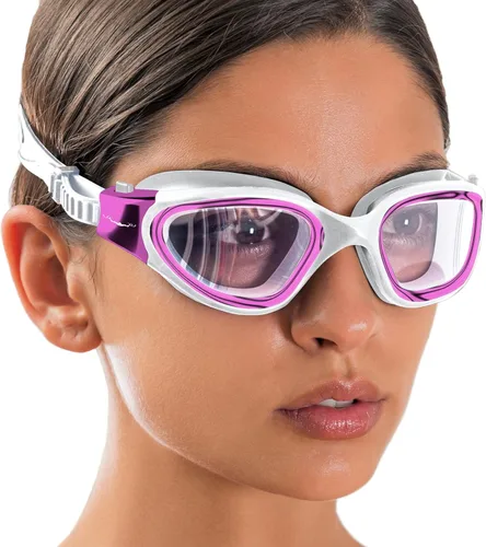 Miniatura 44 de AqtivAqua DX - Gafas de natación con visión amplia para adultos, hombres y mujeres, antiempañamiento y sin fugas Gafas negras + funda plateada