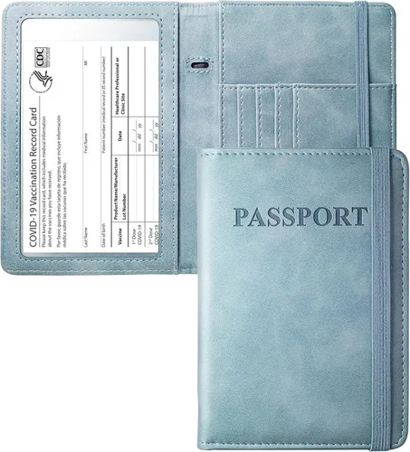 Miniatura 8 de Mymazn Portatarjetas de pasaporte y vacunación Combo de portatarjetas para pasaporte y cartera de viaje con tarjetero de vacunación, funda